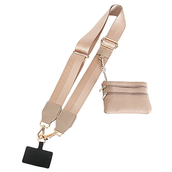 Phone Strap with Zippered Pouch, 2024 New Clip and Go Strap for Phone with Wallet Crossbody, Cross Body Phone String with Zipper Wallet Pouch, Adjustable Phone Strap Crossbody