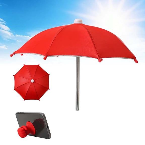 Phone Sunshade Mini Umbrella Shield Outdoor Glare Protector Cell Phone Visor Gear Suction Cup Fixed Cover Mobile Outdoor Protective Accessory ,Red - 27X27X22Cm