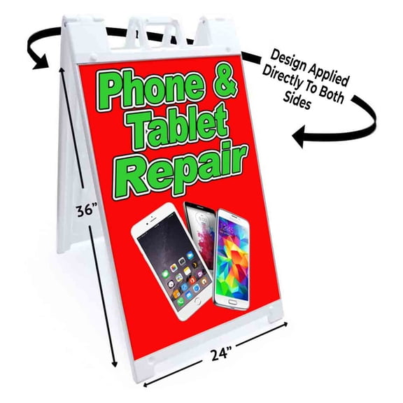 Phone & Tablet Repair (24" X 36") Deluxe A-Frame Signicade, Includes 2 Removable Panels & Stand