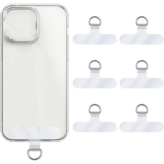 Phone Tether Tab, Happon 6 Pieces Phone Lanyard Patch without Adhesive, Phone Lanyard Replacement Part for Cell Phone Strap (Transparent)