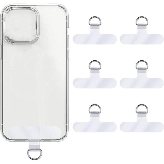 Phone Tether Tab, Happon 6 Pieces Phone Lanyard Patch without Adhesive, Phone Lanyard Replacement Part for Cell Phone Strap (Transparent)