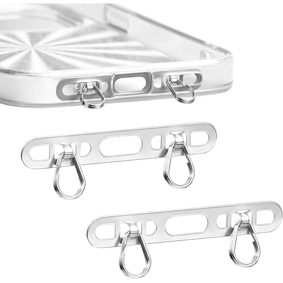 Phone Tether Tab for iPhone Cell Phone Lanyard Patch Metal with 2 Rings Phone Lanyard Tabs for Cell Phone Strap
