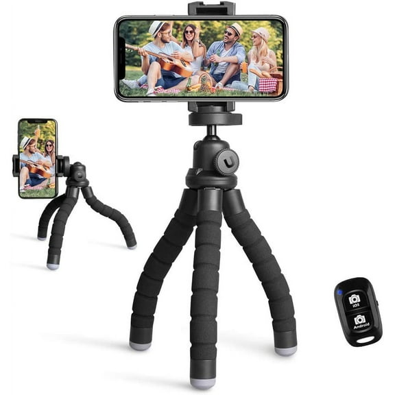 Phone Tripod, Portable and Flexible Tripod with Wireless Remote and Clip, Cell Phone Tripod Stand for Video Recording GMA032