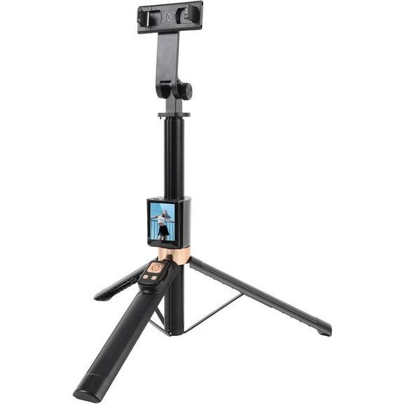 Phone Tripod & Selfie Stick 2inch Screen, 12 to 67 inch Extendable Selfie Stick with BT Remote, 360Rotation Adjustable, WiFi Vlog Selfie Stick for Live Streaming Video Recording