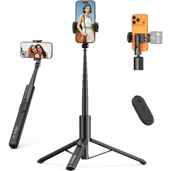 Phone Tripod Selfie Stick, SK27 61" Extendable Selfie Stick for iPhone/Android with Wireless Remote Cold Shoe Mount, Portable Phone Tripod Stand for Video Recording, Stream, Travel, Vlogging