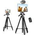 thumbnail image 1 of Phone Tripod Stand, 64” Extendable Cell Phone&Camera Tripod with Wireless Remote and Phone Holder, Aluminum iPad Tripod for Video Recording/Selfies/Live Stream/Vlogging, 1 of 3