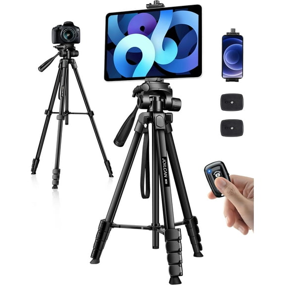 Phone Tripod Stand, 68" Tripod for iPad iPhone Tablet with Remote Universal Holder Carry Bag, Travel Aluminum Tripod for Video Recording Photos Vlogging Compatible with iPad Pro iPhone Camera
