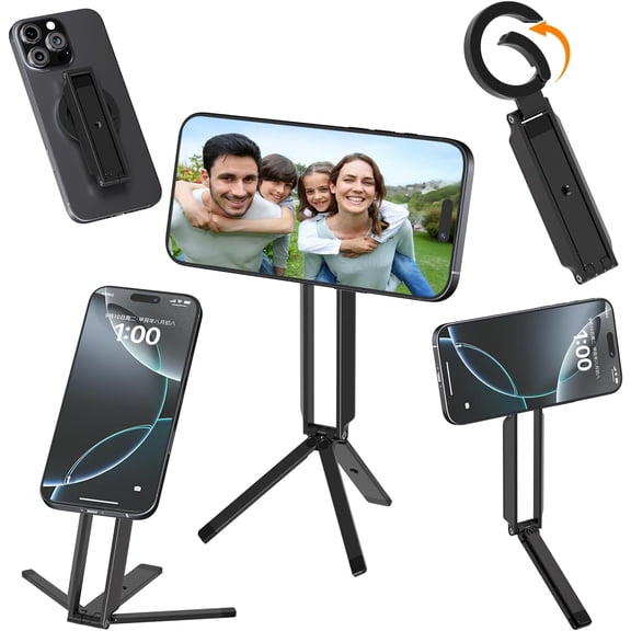 Phone Tripod Stand for 17 16 15 14 13 12 Series, Mini Tripod Pocket Phone Quick Mount Travel in One, Fits Vlog Travel