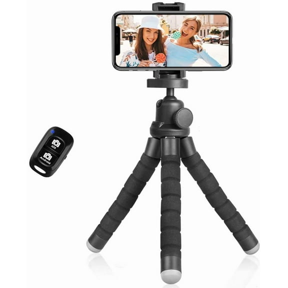 Phone Tripod, Torjim 2020 Version Mini Cell Phone Tripod with Wireless Remote Control & Phone Holder, 360Rotation Flexible Travel Tripod for Smartphone, DSLR Camera