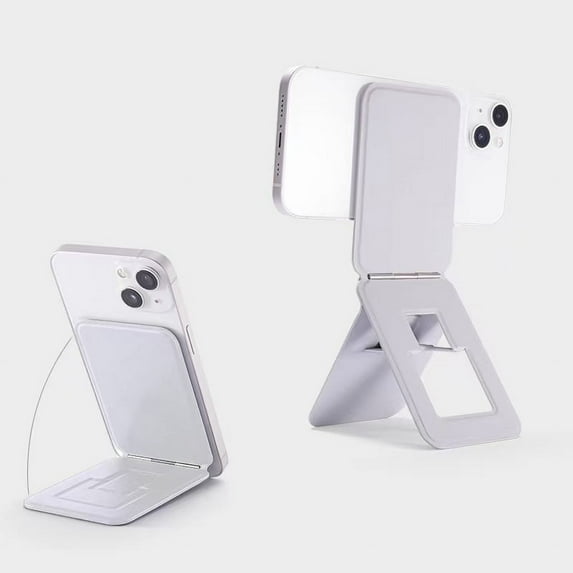 Phone Tripod Wallet , Magnetic Phone Tripod Stand, Adjustable Phone Wallet Compatible with iPhone 16/15/14/13/12 Series, Invisible Selfie Stick Tripod(Grey)