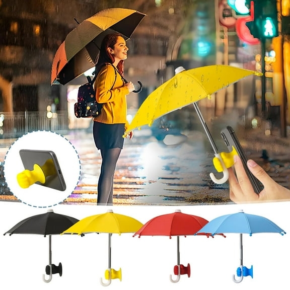 Phone Umbrella Suction Cup Stand | Universal Mobile Device Shade & Rain Cover | Strong Suction Cup | Foldable Polyester | Outdoor Use | Mini Size | Sun & Weather Protection | 1 Pack