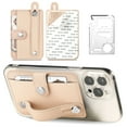 thumbnail image 1 of Phone Wallet, Multifunctional Adhesive Card Case, Leather Zipper Phone Stand with Magnetic Patch for Cards Money, Khaki, 1 of 2