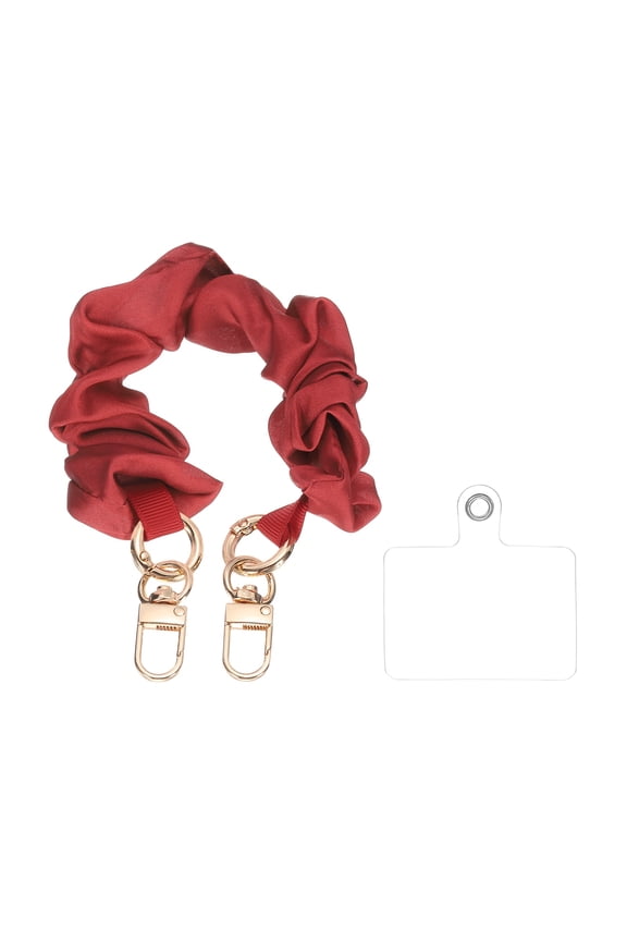 Phone Wrist Strap, 10" Elastic Cell Phone Lanyard with Gold Hook, Hand-Free Key Chain Wristlet for Women Bag Accessories, Red