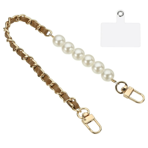 Phone Wrist Strap, 14" Hand-Free Cell Phone Lanyard Wristlet with Gold Hook, Beaded Purse Extender Chain for Women Handbag, Black