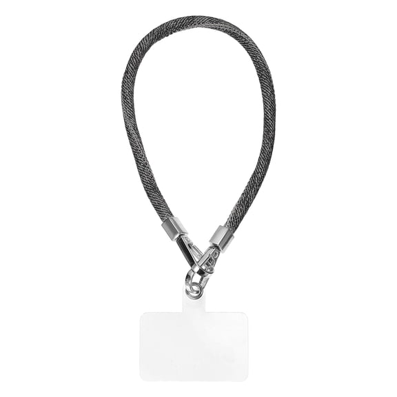 Phone Wrist Strap, 14 Inch Denim Hand-Free Phone Lanyard, Cellphone Chain Strap with Tether Tab for Women Smartphone Case Accessories, Black