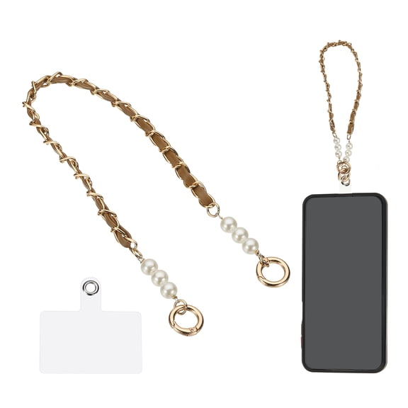 Phone Wrist Strap, 17" Hand-Free Cell Phone Lanyard Wristlet with Hook, Beaded Purse Extender Chain for Women Handbag, Brown