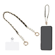 Phone Wrist Strap, 17" Hand-Free Cell Phone Lanyard Wristlet with Hook, Beaded Purse Extender Chain for Women Handbag, White