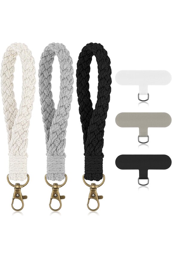 Phone Wrist Strap, 3 Pcs Cell Phone Lanyard with Tether Tab Keychain Wristlet Charm Anti-Loss Phone Chain for Women Men