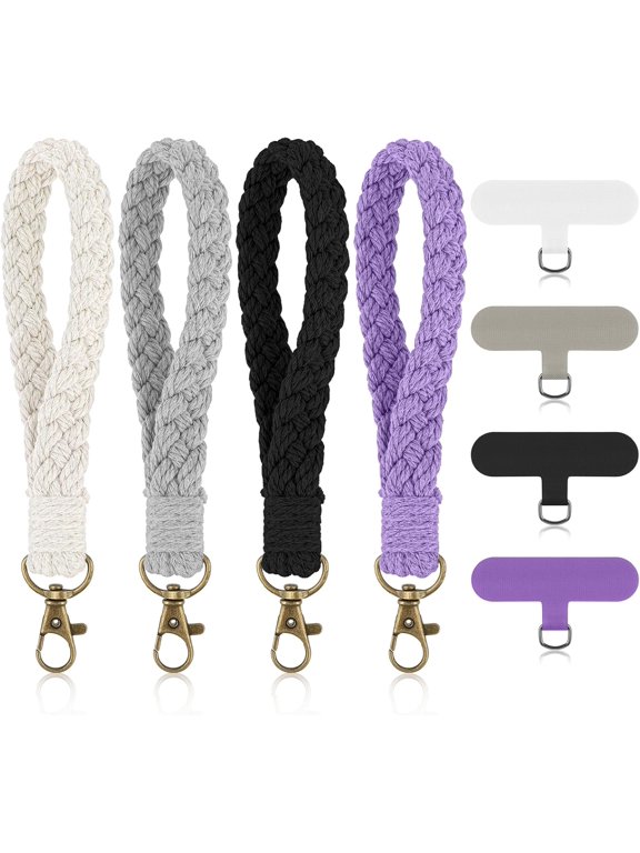 Phone Wrist Strap, 4 Pcs Cell Lanyard with Tether Tab Keychain Wristlet Charm Anti-Loss Phones Chains for Women Men