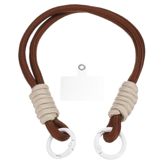 Phone Wrist Strap, Braided Hand-Free Cell Phone White Hook Lanyard, Colorful Keychain Wristlet for Women Smartphones Purse Accessories, Coffee/Brown