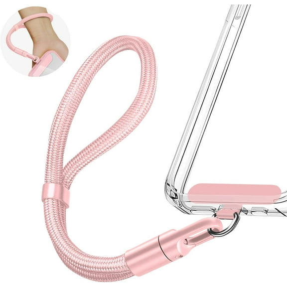 Phone Wrist Strap Lanyard, Adjustable Wristlet Strap Lanyard with Slim Patch for iPhone and Most Cell Phone – Pink