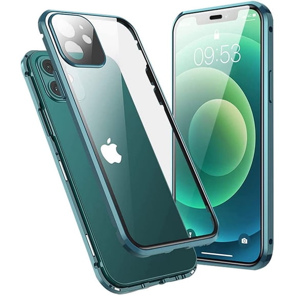 Phone case Compatible for iPhone 11 case 360° Full Body Magnetic Tempered Glass Double Sided Case,Metal Bumper Frame Magnetic Case,Clear 9H Screen Protector