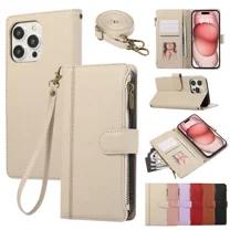 Phone case suitable for Samsung A23 phone case with card slot wallet, stylish PU leather magnetic flip zipper phone case
