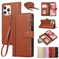 thumbnail image 1 of Phone case suitable for iPhone 13 mini phone case with card slot wallet, stylish PU leather magnetic flip zipper phone case, 1 of 5
