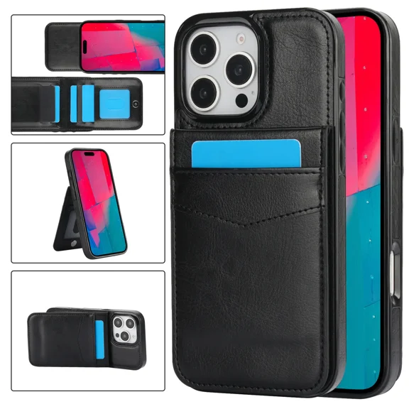 Phone case with credit card slot holder, shockproof cover, PU leather wallet case, suitable for iPhone11 phone protection case