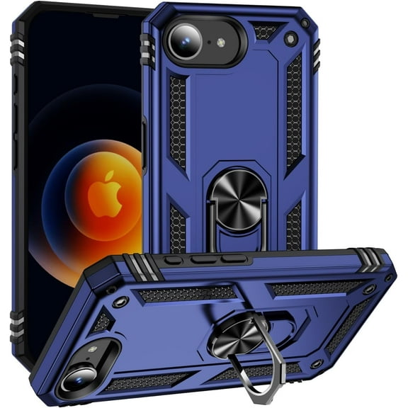 Phone fashion Compatible with iPhone 16E Case, Military Grade Drop Protection Cover 360 Shockproof Heavy Duty Hard Bumper Rugged Mobile Phone Cases with Kickstand Compatible with iPhone 16E 2025 Blue