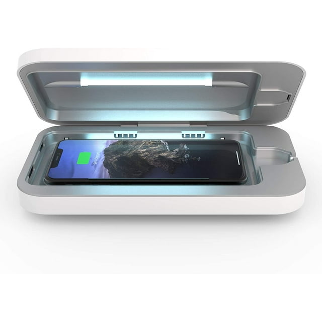 PhoneSoap Wireless UV Smartphone Sanitizer & Qi Charger (White) | Cleans Cell Phone, Jewelry, Watches, Glasses | Phone cleaner & UV Light Disinfector | Kills up to 99.9% of Bacteria & Viruses