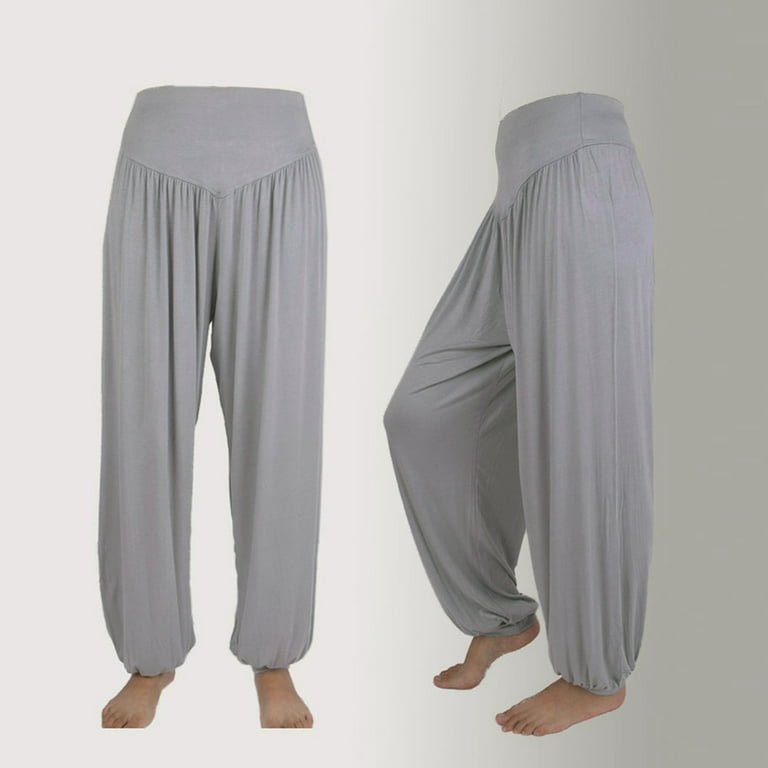 PhoneSoap Womens Elastic Loose Casual Cotton Soft Yoga Sports Dance Harem  Pants plus Size Clothing Grey 