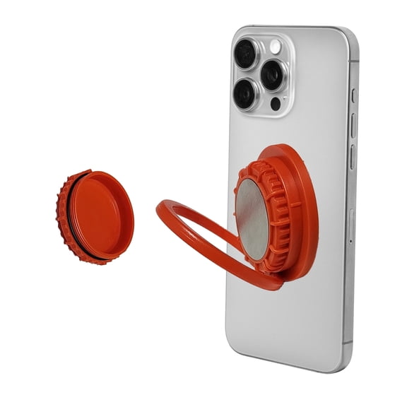 PhoneStash MagSafe Compatible Pill Box Phone Grip with Hidden Storage Orange