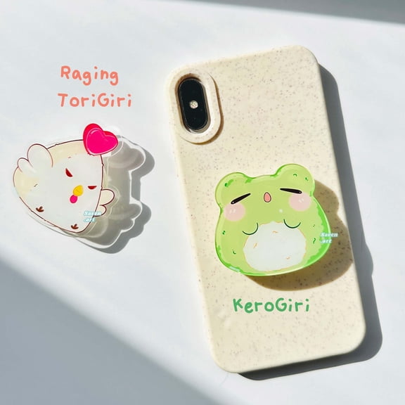 Phonegrip, Onigiri acrylic griptok, phone grip, frog, phone mount stand holder, tako, octopus