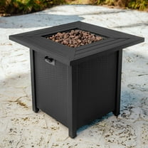 Phoneix 28” Propane Fire Pit Table for Outside with Lava Rocks, Weatherproof Protective Cover and Electronic Ignition, Black