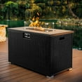 thumbnail image 1 of Phoneix 43” Propane Fire Pit Table for Outside with Lava Rocks, Weatherproof Protective Cover and Glass Windshield, Black, 1 of 9