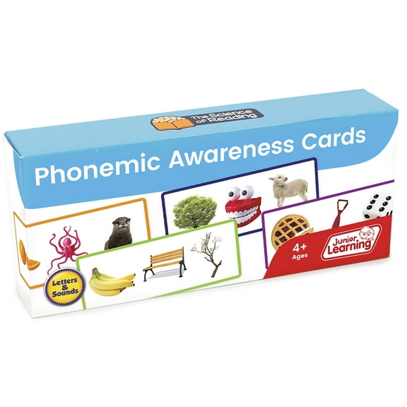 Phonemic Awareness Flashcards: Junior Learning, The Science of Reading Supplementary Resources, Learn phonemes in words, with 89 cards, For ages 4+, Grade Pre-K