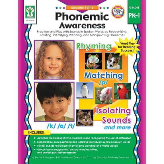 Pre-Owned Phonemic Awareness, Grades PK - 1: Activity Pages and Easy-to-Play Learning Games for Introducing and Practicing Short-and Long-Vowel Phonograms (Spe... (Paperback) 1602680094 9781602680098