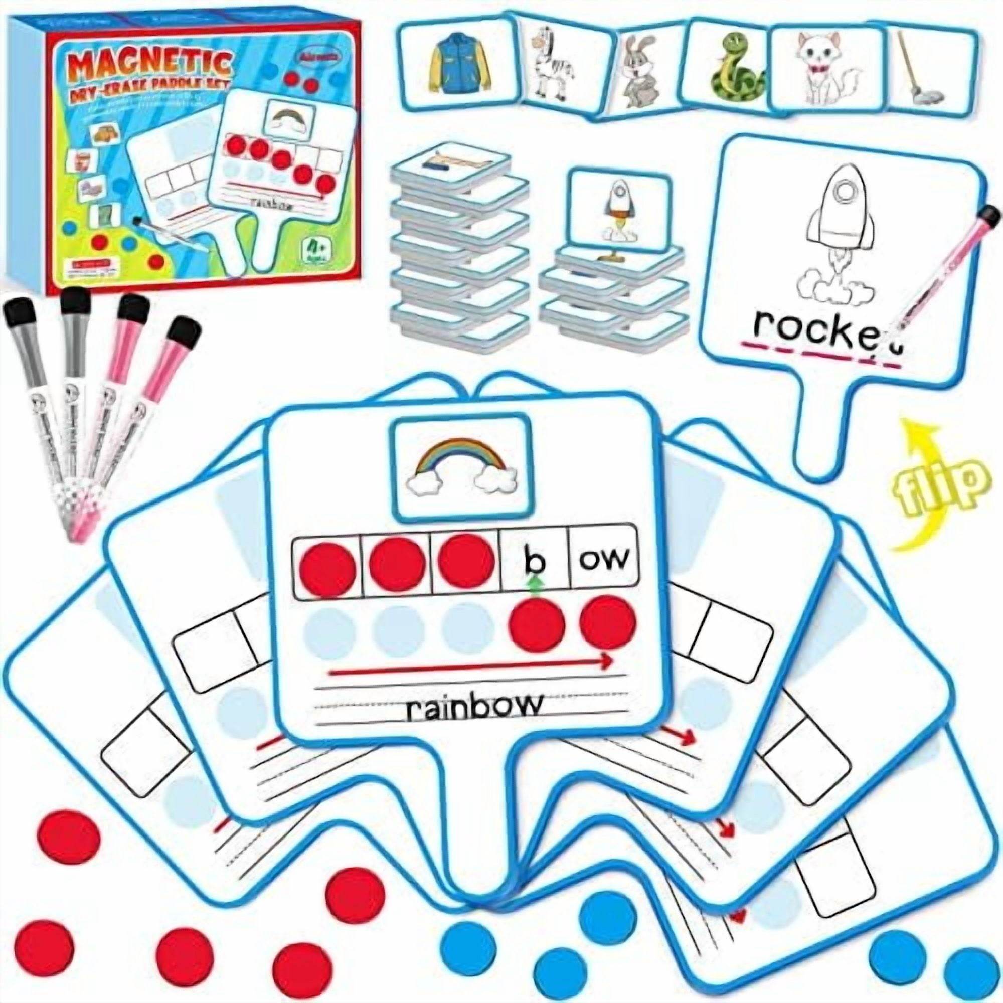 Phonemic Awareness,Speech Therapy Magnetic Dry Erase Board Phonics Game, Elkonin Box Preschool Kindergarten Classroom Must Have,Letter Sound Science Reading Manipulative Homeschool Supplies
