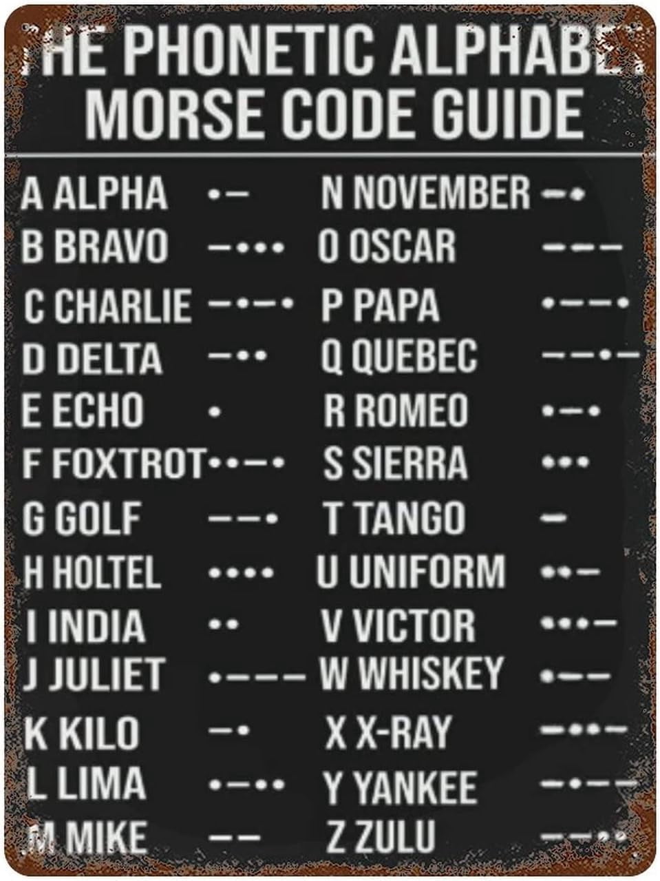 Phonetic Alphabet Morse Code Pilot Vintage Tin Sign Metal Poster Art ...