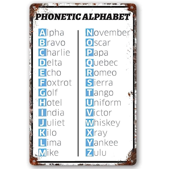 Phonetic Alphabet Morse Code Vintage Metal Wall Art 8x12 Inch Aviation Decor