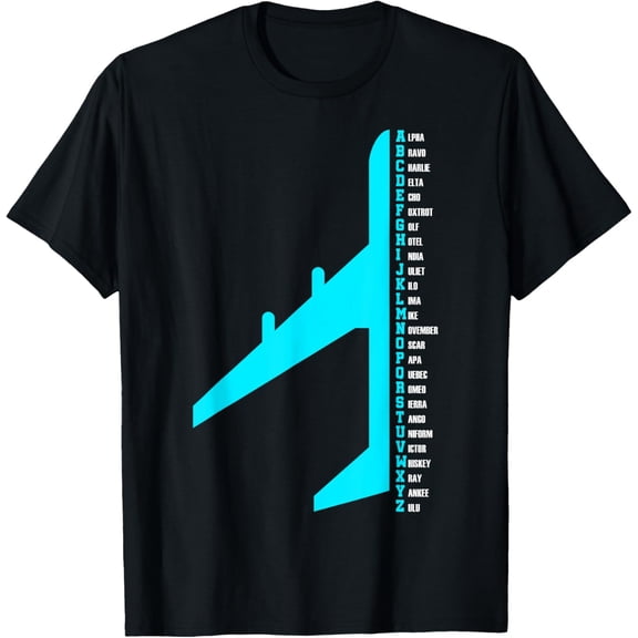 Phonetic Alphabet Pilot Airplane Funny Aviator Lover T-ShirtMen and women, Black T-shirt, size: Extra large