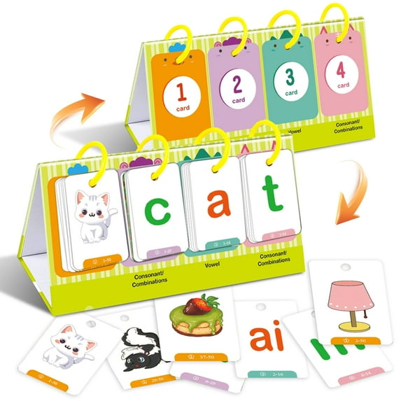 SINGOMON Word Builder, Phonics Game Flash Cards for Preschool Kindergarten Classroom, Montessori Education Reading Manipulative Spelling Toys for Learning Activities Teachers School Supplies