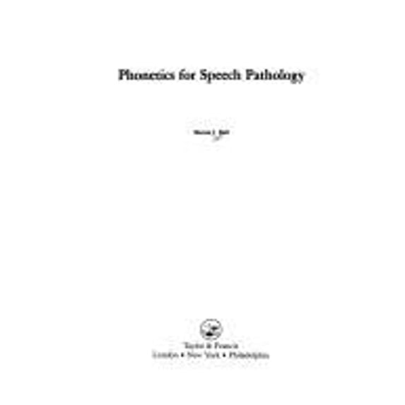 Pre-Owned Phonetics for Speech Pathology (Hardcover) 9780850664676