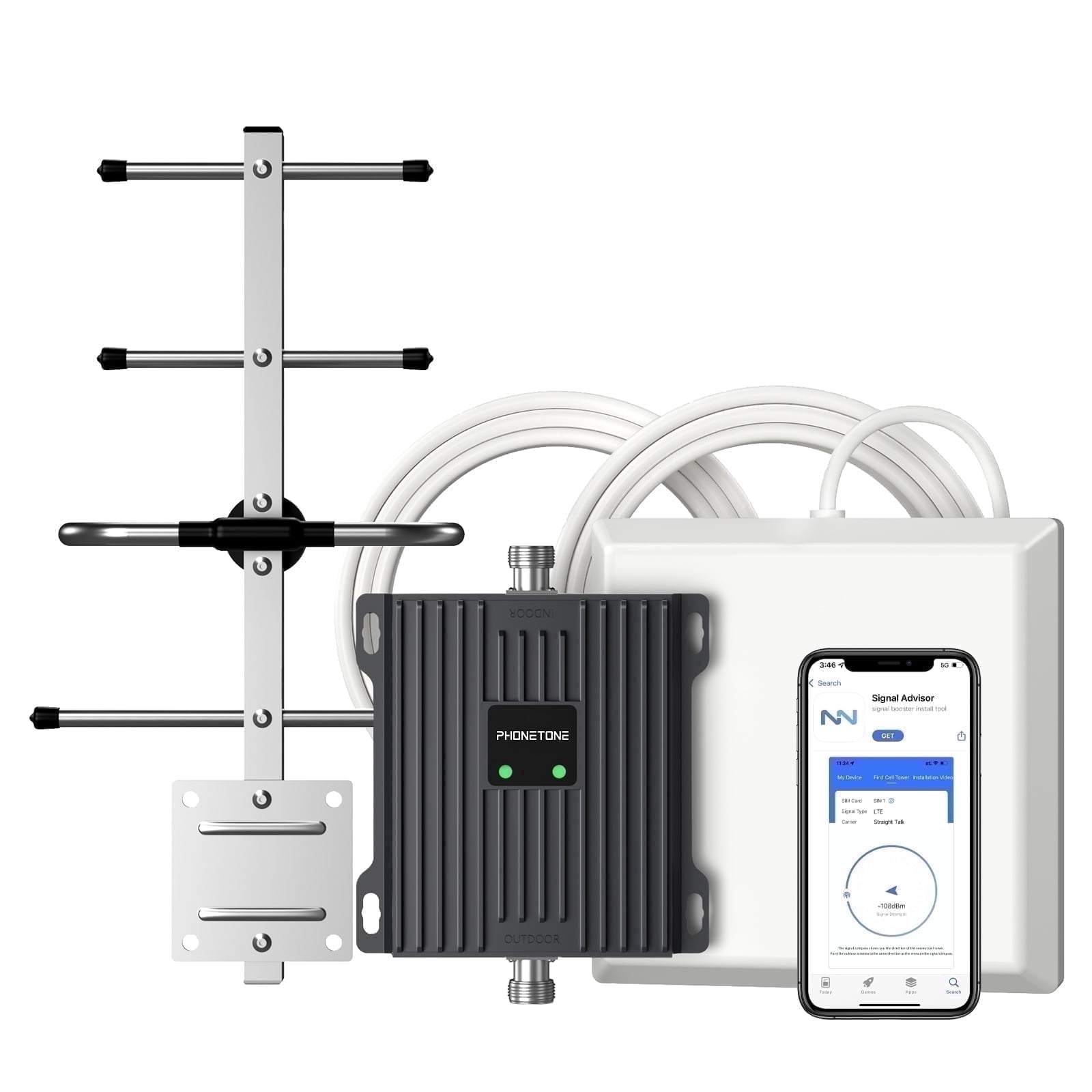 ★超SALE★Phonetone 携帯電波ブースター電波増幅器 Band 1Ba Phonetone Cell Phone Signal Booster, 12/13/17 Band, 4G/5G, FCC