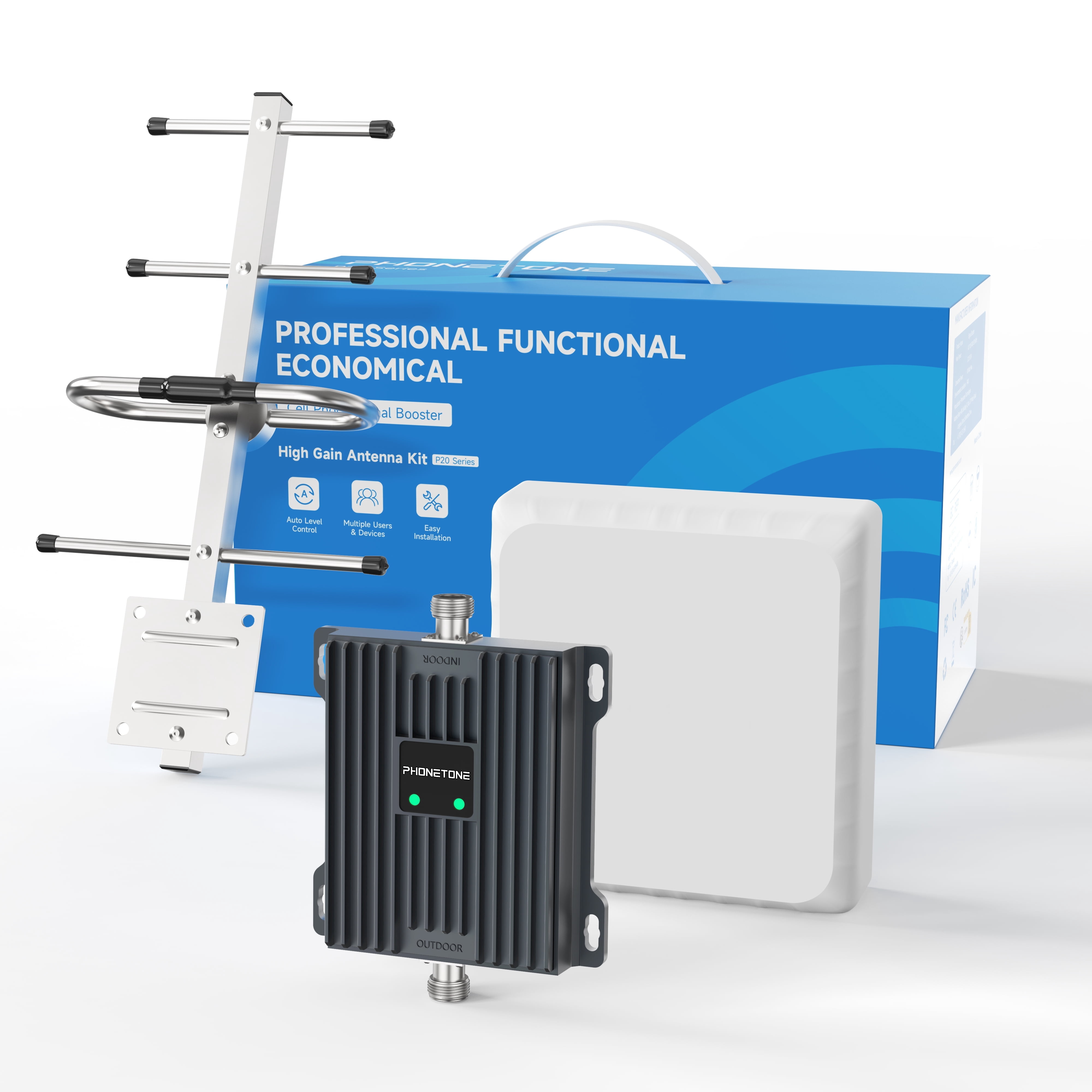 Phonetone Cell Phone Booster for Home, Support Band 12 13 17, Boost 5G/4G Signal ,4500sq ft, High Gain Directional Antennas, FCC Approved