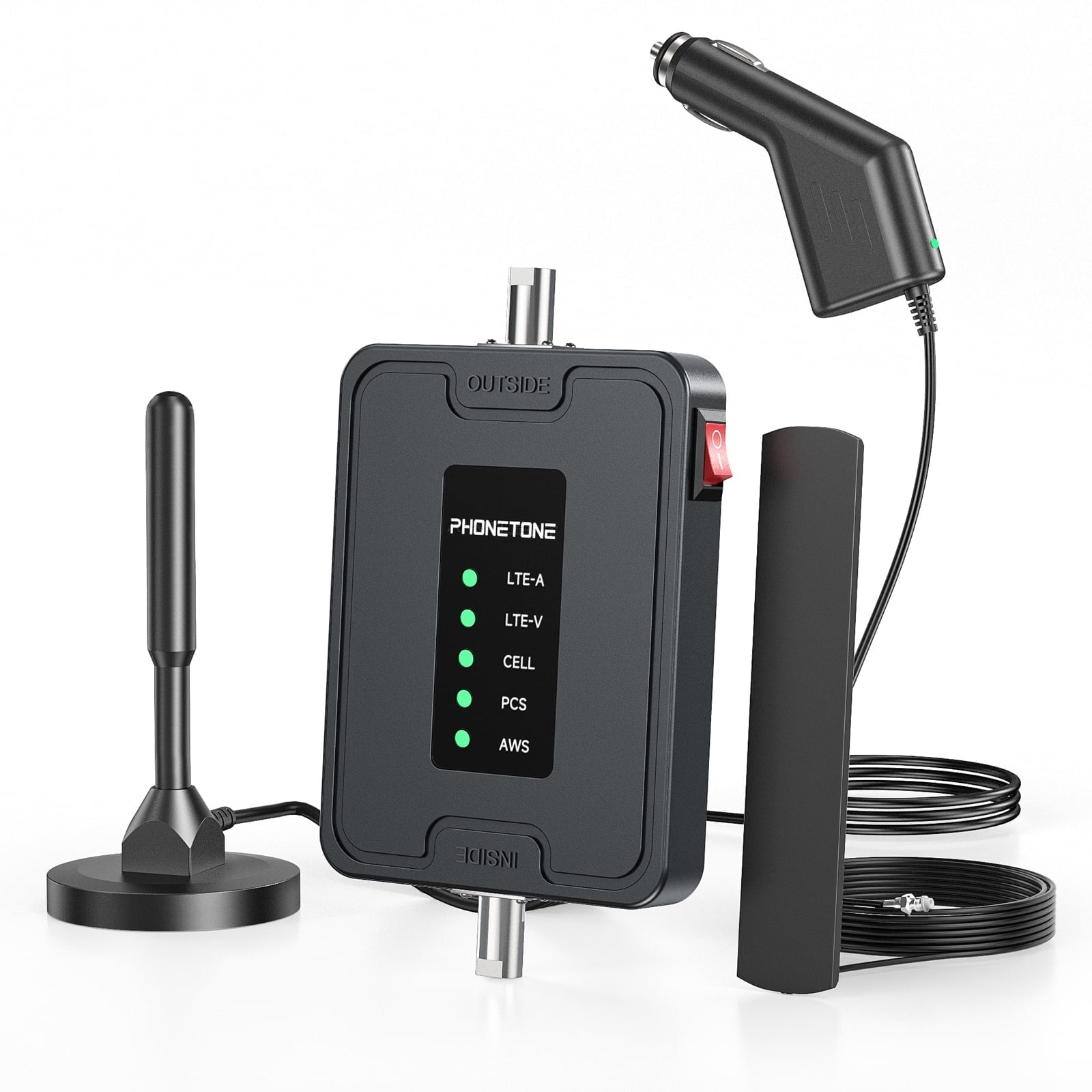 Phonetone Cell Phone Booster for Car, Fast Boosts 5G/4G LTE 3G Signal, Includes Cable, FCC Approved