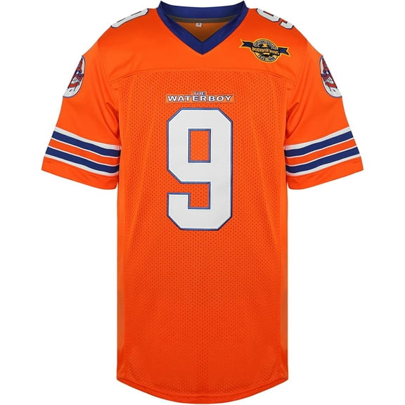 Phoneutrix Bobby Boucher #9 The Waterboy Adam Sandler Movie Mud Dogs Bourbon Bowl Football Jersey Small Orange