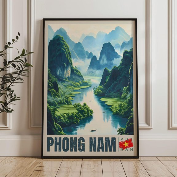 Phong Nam Vietnam Scenic Landscape Limestone Wall Art Poster