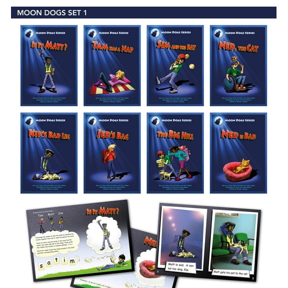 Phonic Books Catch-Up Decodable Readers: Phonic Books Moon Dogs Set 1 : Decodable Books for Older Readers (Alphabet at CVC Level) (Paperback)